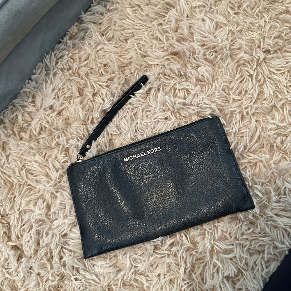 Michael Kors Black Leather Wristlet